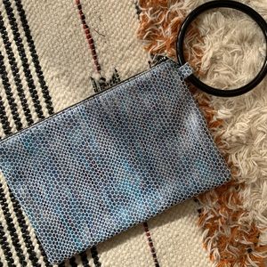 Snakeskin leather wristlet